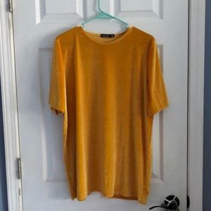 Yellow boohoo velvet shirt